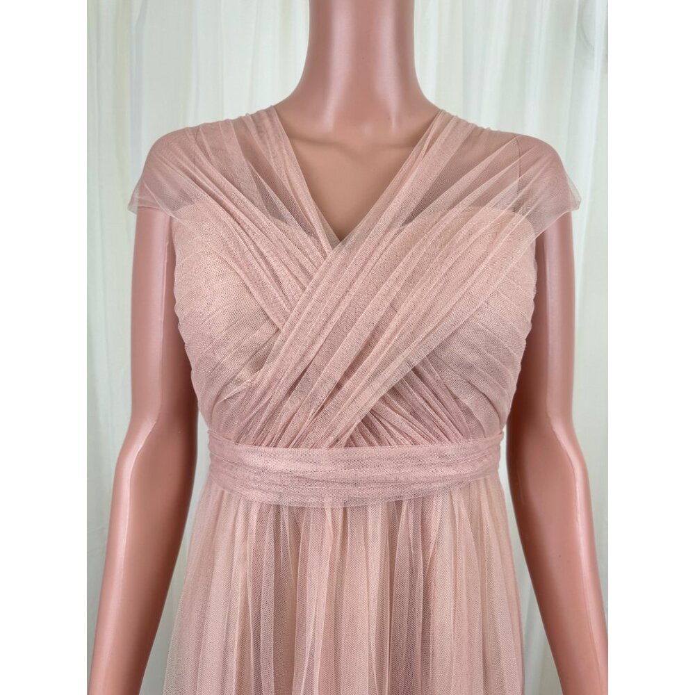 Jenny Woo Annabelle Convertible Chiffon Tulle Bridesmaid Dress Peach Size 4 - Picture 9 of 17
